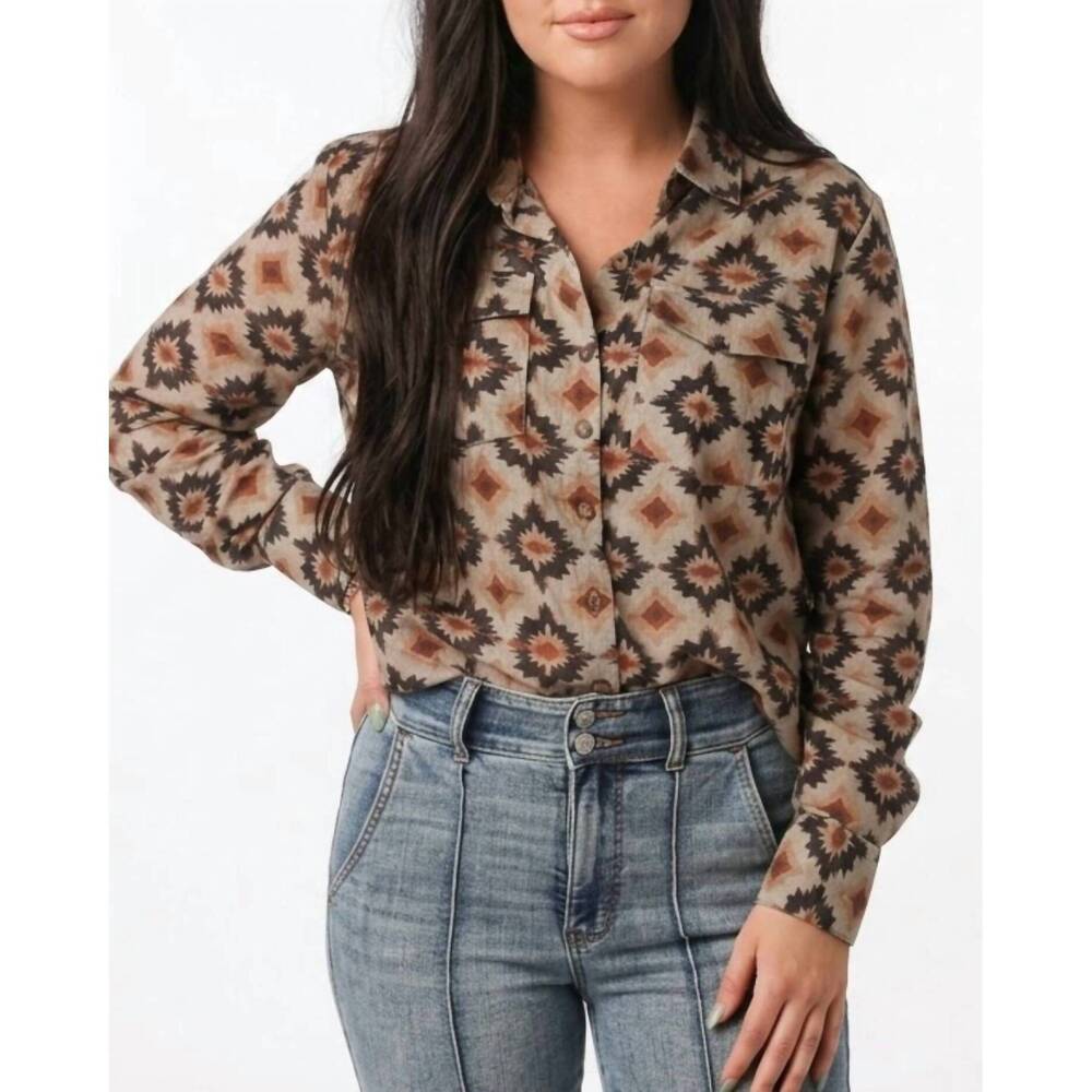 NEW LAYERZ CLOTHING jordan aztec long sleeve shirt in navy multi